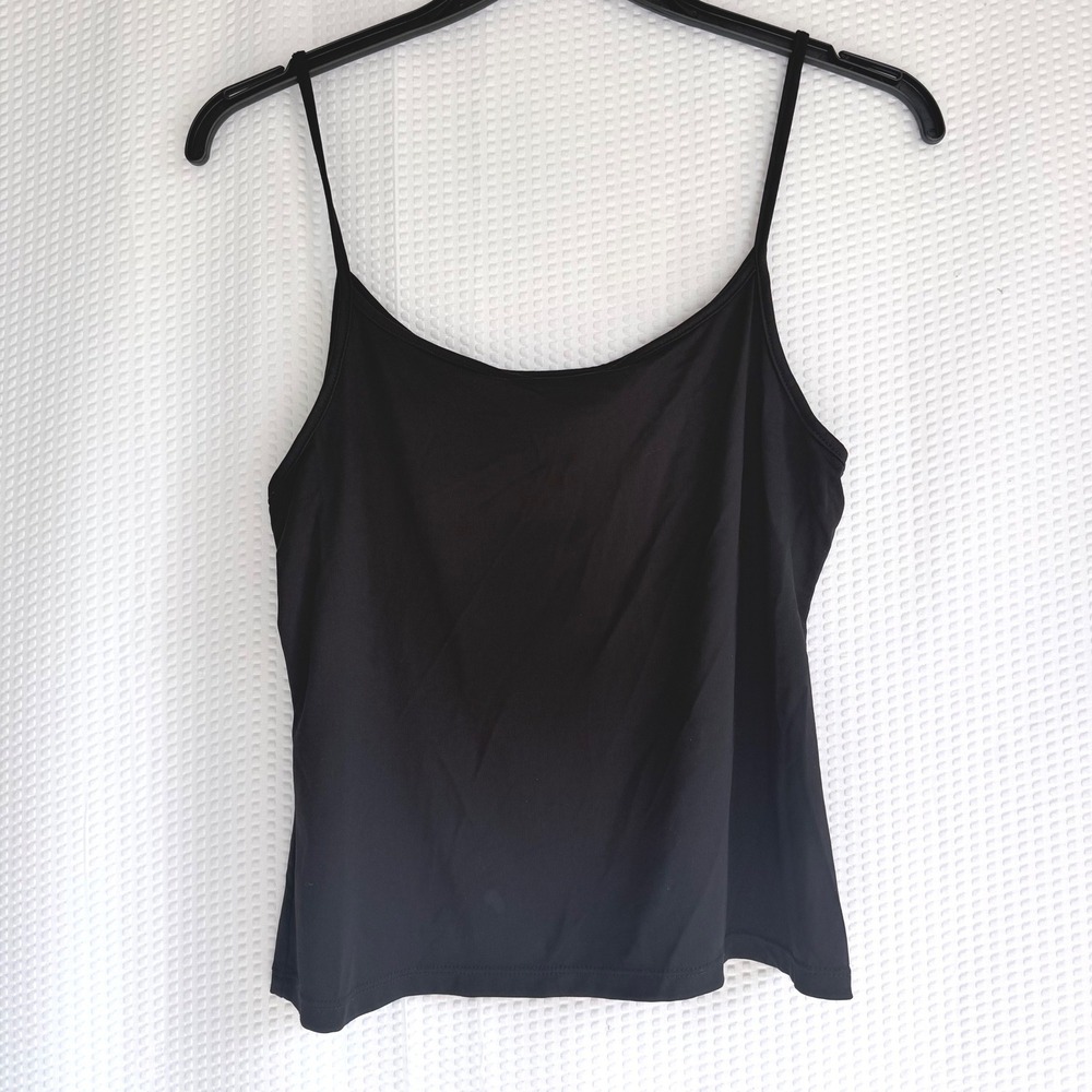 Banana Republic Black Stretch Spaghetti Strap‎ Camisole Tank Top XL Goth Simple
